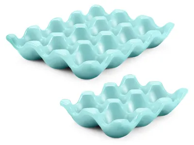 Eierablage aus Keramik, 18 Eier, blau, 19,5x14x3,5 cm