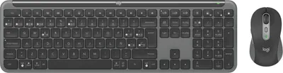 Immagine prodotto di Logitech Signature Slim Combo MK950, senza fili, RF senza fili + Bluetooth, interruttore di scorrimento, QWERTY, grafite, include il mouse