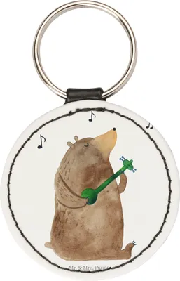 Produktbild von Mr. & Mrs. Panda Anhänger Bär Gitarre - Weiß - Geschenk, schlüssel, Taschenanhänger, Schlüsselanhänger, Taschenbaumler, Bunt, Teddy