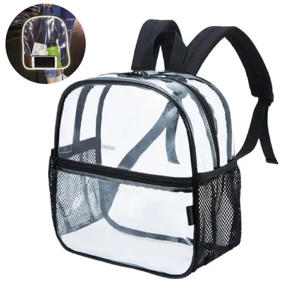 Produktbild von Durchsichtiger Mini-Rucksack, stadionzugelassen, wasserdichter transparenter Rucksack für die Arbeit, Sicherheitsreisen, Konzerte und Sportveranstaltungen