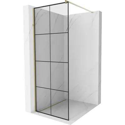 Obrázek produktu pro Mexen Kioto sprchová zástěna 70 x 200 cm, Průhledné/Černý vzor 8 mm, Zlatá - 800-070-101-50-77