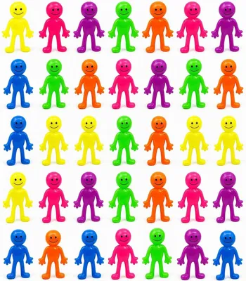 Productafbeelding van Stretchy stick man - Set van 36 - Diverse kleur sticky fidgets