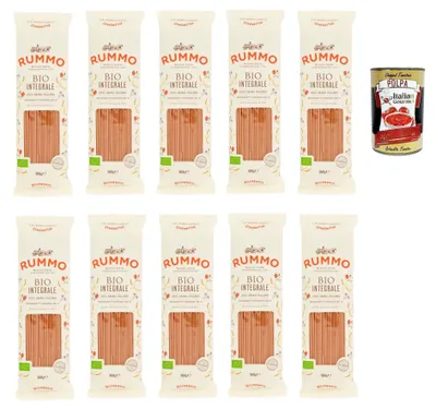 Produktbild von Rummo Pasta Integrale Spaghetti Grossi N° 5, Vollkornnudeln Nudeln Vollkorn Italienische Pasta 10x 500g + Italian Gourmet polpa 400g