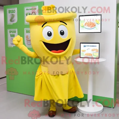 Obrázek produktu pro Postava REDBROKOLY maskota Citronově žluté polévky Miso oblečená v midi šatech a peněženkách
