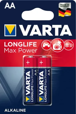 A retail package of Varta AA batteries.