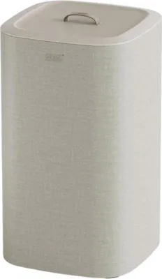 A laundry basket with a lid.