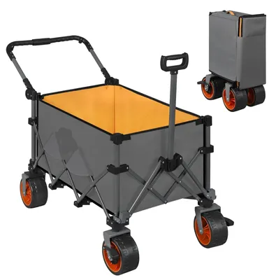 Image de Chariot de jardin - Chariot de transport - Chariot de manutention - Chariot de jardin pliable - Chariot de jardin avec frein et sac de transport