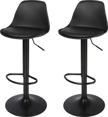 Produktbild von 2er Set Barhocker mit Lehne Barstuhl Kunstleder Höhenverstellbar Schwarz