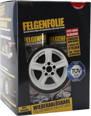Produktbild von mibenco Felgenfolie-Set 4×400 ml Weiß Glänzend – Sprühfolie für Felgen