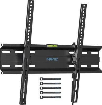 Immagine prodotto di Supporto a parete per TV Unyqoos®, inclinabile, per schermi LED/LCD/OLED/Plasma da 23 a 55 pollici (piatti e curvi), con capacità massima di 45 kg, compatibile con standard VESA fino a 400x400 mm, colore nero, realizzato in acciaio, completo di 5 fascette per cavi