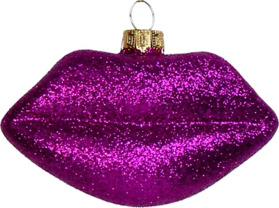 Produktbild von Christbaumschmuck Glas 9,5cm Kussmund Lippen Figur Lila