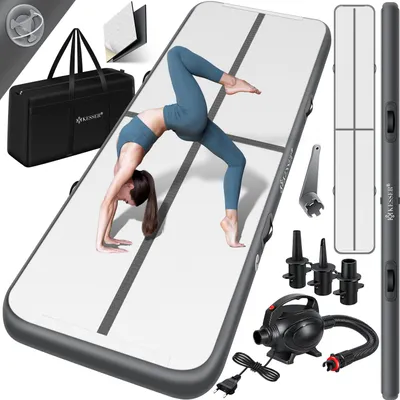 Produktbild von KESSER® Turnmatte Aufblasbar Airtrack 2m/3m/4m/5m/6m Fitness-Matte Gymnastikmatte | inkl. Tragetasche & elektr. Luftpumpe | Yogamatte, Tumbling Matten, Trainingsmatte, Turn- & Fitness