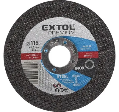 Obrázok produktu pre Rezací kotúč EXTOL PREMIUM na oceľ/nehrdzavejúcu oceľ, Ø 115 x 1,6 x 22,2 mm