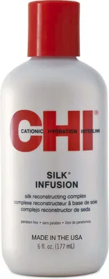 Zdjęcie produktu dla CHI Silk Infusion, Kobiety, Do wszystkich włosów, Przeciw puszeniu się, Nawilżający, Nawilżający, Ochrona, Naprawa, Odżywiający, Świecący,..., 150 ml, Butelka, Alkohol, Gluten, Paraben, Siarczan