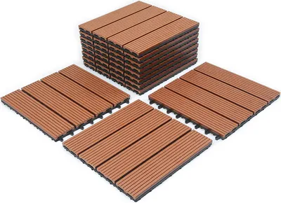 Obrázok produktu pre TolleTour WPC terasové dlaždice 11 drevených dlaždíc z plastu na 1m² 30x30cm záhradné dlaždice s drenážou balkónové dlaždice