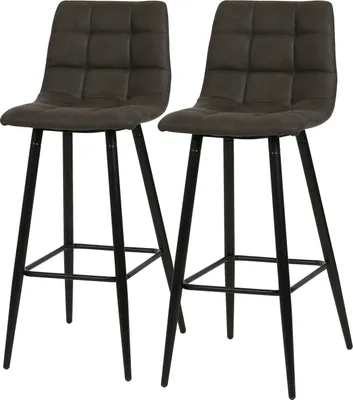 Produktbild von home24 Barstuhl - 2er-Set - Microfaser / Stahl - Schwarz