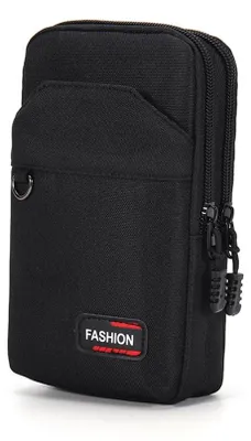 Immagine prodotto di Borsa da viaggio da 18,2 cm - Tracolla - 3 scomparti - Nera - Adatta per viaggi, escursioni e ciclismo - Borsa a tracolla