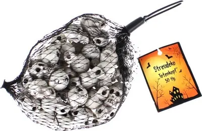 Produktbild von 50 x Totenkopf Streudeko Kunststoff Halloween H24mm x B14mm Streuteile Schädel