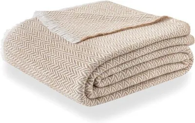 Produktbild von Famanu Baumwolldecke Multifunktionale Tagesdecke Sofabezug - Beige Sand 120 x 180 cm