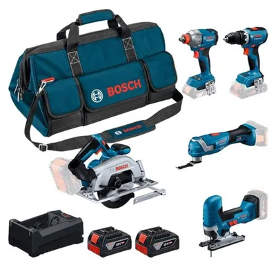 Obrázok produktu pre Súprava BOSCH 18 V (GSR 18V-65 + GDX 18V-285 + GKS 18V-57-2 + GOP 18V-34 + GST 18V-125 S + 2 x 5,0 Ah + GAL 12V/18V-80 + taška)