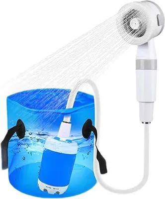 Obrázok produktu pre Prenosná dobíjateľná sprcha so sprchovou hlavicou na kempovanie a outdoorové aktivity