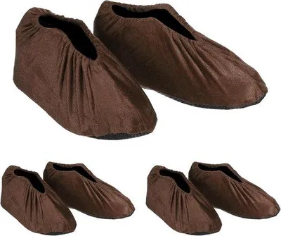 Image de Protège-chaussures - Lot de 3 - Protège-chaussures réutilisables et antidérapants en matière souple, pour la maison et le bureau, marron foncé