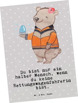 Produktbild von Mr. & Mrs. Panda Postkarte Rettungswagenfahrerin Herz - Grau Pastell - Geschenk, Ansichtskarte, Ansichtskarten, bildkarte, Grußkarte, Postkarten