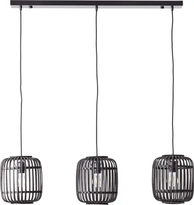 Produktbild von BRILLIANT Pendelleuchte, 3-flammig Woodrow schwarz IP20 E27 60 Watt dimmbar g. f. Normallampe