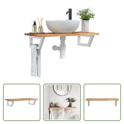 Produktbild von The Living Store Waschbeckenregal Wandmontage Stahl und Akazienholz
