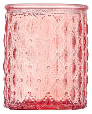 Teelichthalter Glas mit Diamantmuster, 12 Stück, rosa