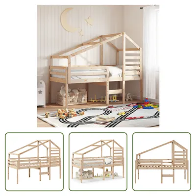 Obrázok produktu pre The Living Store Podkrovná posteľ so strechou 75x190 cm z masívneho borovicového dreva