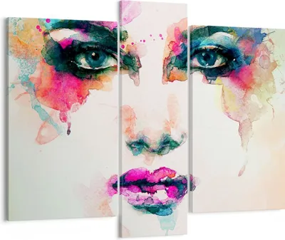 Produktbild von Bild auf Leinwand - Leinwandbild - Frau Gesicht Kosmetik - 95x80cm - Wand Bild - Wanddeko - Leinwanddruck - Bilder - Kunstdruck - Wanddekoration - Leinwand bilder - Wandkunst - CB95x80-3050