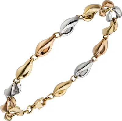 Produktbild von JOBO Armband 585 Gold Gelbgold Rotgold Weißgold tricolor dreifarbig 19 cm Goldarmband