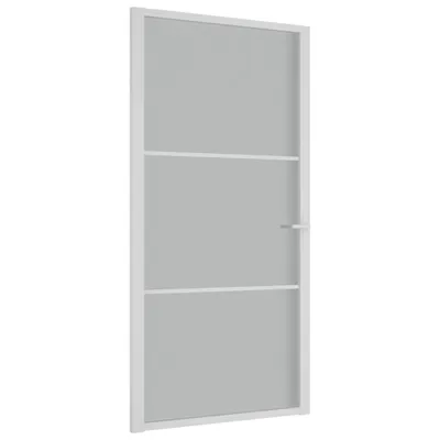 Image de vidaXL Porte intérieure 102,5x201,5 cm blanc verre dépoli et aluminium