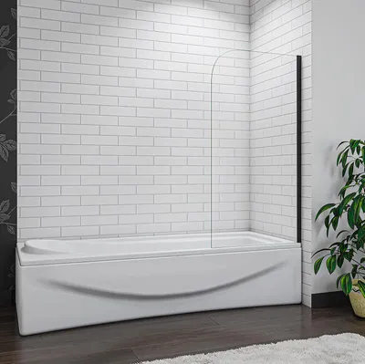 Produktbild von AICA Schwarz Badewannenaufsatz 80cmx140cm 5mm ESG-glas Faltwand Badewannenfaltwand Duschwand Badewanne Duschabtrennung
