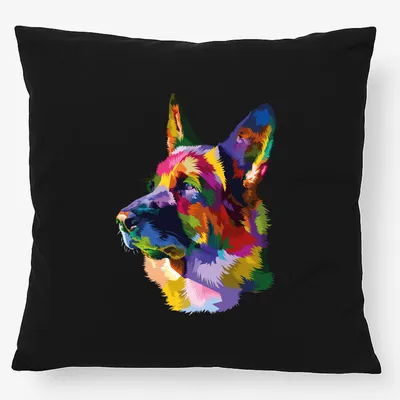 Produktbild von Huuraa Kissen Deutscher Schäferhund Colorful 40x40cm mit Füllung Black Baumwolle Dekokissen Geschenkidee