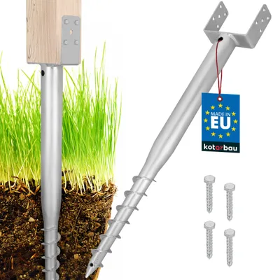 Produktbild von KOTARBAU® U Pfostenträger zum Einschrauben 150 x 920 mm für Zaunpfosten Einschraub Bodenhülse Einschraubbodenhülse verzinkter Stahl Silber