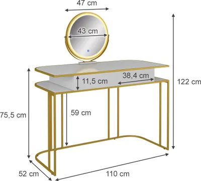 Zdjęcie produktu dla Toaletka Vicco Tiara Biały/złoty 110 cm, Model 40757