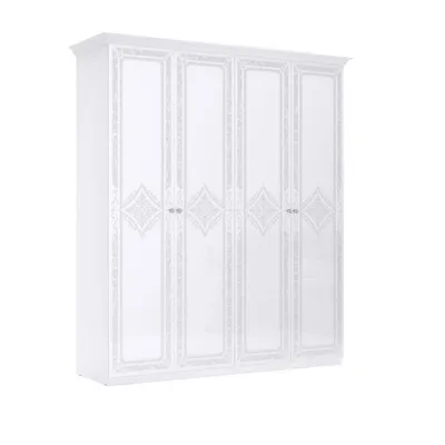 Produktbild von 4‑türiger Kleiderschrank Weiß Hochglanz – 1920 × 2150 × 595 mm