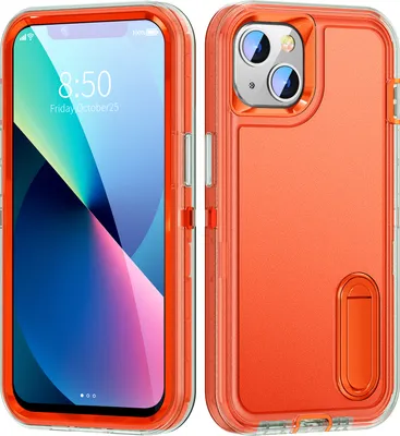 Produktbild von Hülle für iPhone 13 Mini Hybrid Dreilagige Robust Stoßfest Schwerlast Schutzhülle mit Ständer Orange