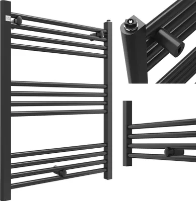 Immagine prodotto di Radiatore da bagno Granitan | PUERTO - 80/60 cm - Nero - Design moderno - Scaldasalviette integrato