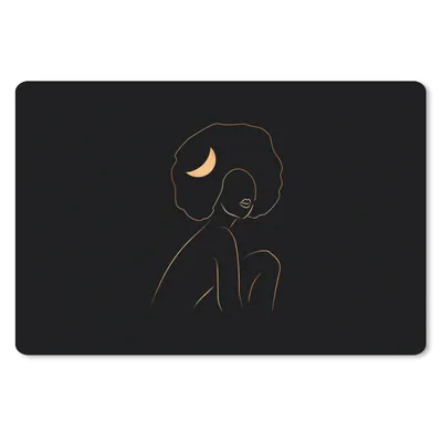 Produktbild von MuchoWow® Schreibtischunterlage Frau - Gold - Schwarz - Strichzeichnung 60x40 cm - XXL Mauspad - Großes Mauspad