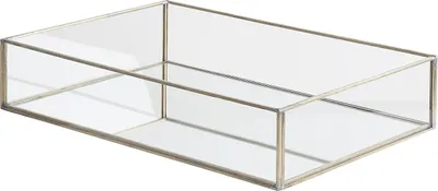 Produktbild von BELIANI Dekotablett Transparent/Silber Glas/Metall Spiegeleffekt Rechteckig Elegant