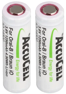 Produktbild von 2 Stück 1250mAh Akku komaptibel für Braun IO 6, 7, 8, 9, 10, 3,7 Volt, 48,8x14,1mm