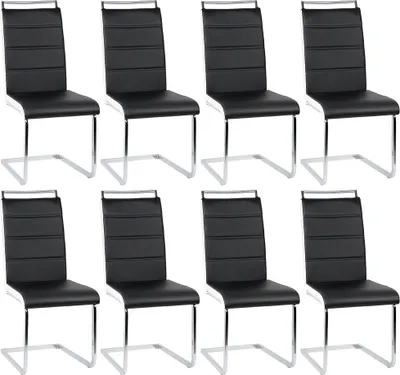 Produktbild von 8er Set Esszimmerstühle Stühle Freischwinger Stühle Bow Esstischstuhl Küchenstuhl Barstuhl - hohe Rückenlehne, Schwarz+weiß