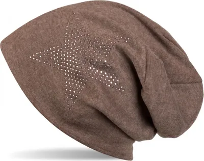 Produktbild von styleBREAKER klassische Uni Beanie Mütze mit Stern Strass Applikation, warm 04024023