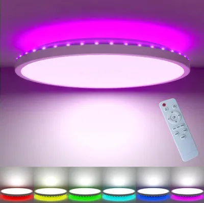 Produktbild von 24W LED Deckenleuchte Dimmbar 3000K-6000K RGB Deckenlampe mit Fernbedienung für Wohnzimmer Schlafzimmer Küche Flur