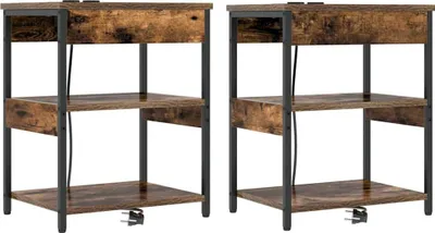 Zdjęcie produktu dla Szafka Nocna 2 pcs Dąb wędzony 41 x 31 x 51 cm