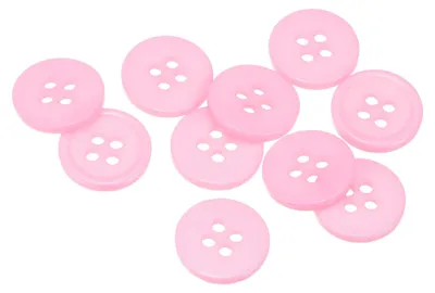 Nähknöpfe 10 Stück, 15 mm, Harz, rund, 4 Löcher, rosa