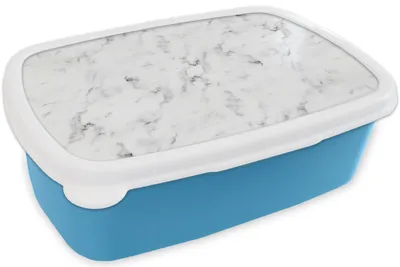 Produktbild von KitchenYeah® Lunchbox Brotzeit Brotdose 17x11 cm Marmor - Luxus - Weiß - Grau - Marmoroptik Kinder Brotzeitdose - Lunch - Kunststoff  - Brotbüchse - Sandwichbox - Lunchbox für Kinder